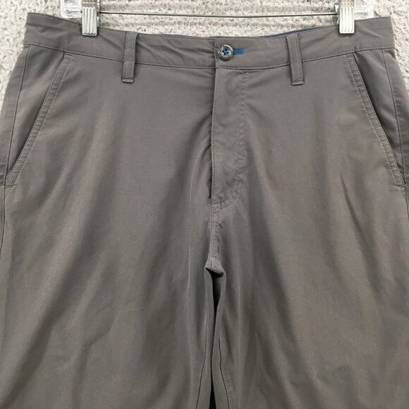 Eddie Bauer Flexion Chino Shorts Mens 32 (actual 33x9.5) Gray Mid Rise Zip Fly - Picture 2 of 16